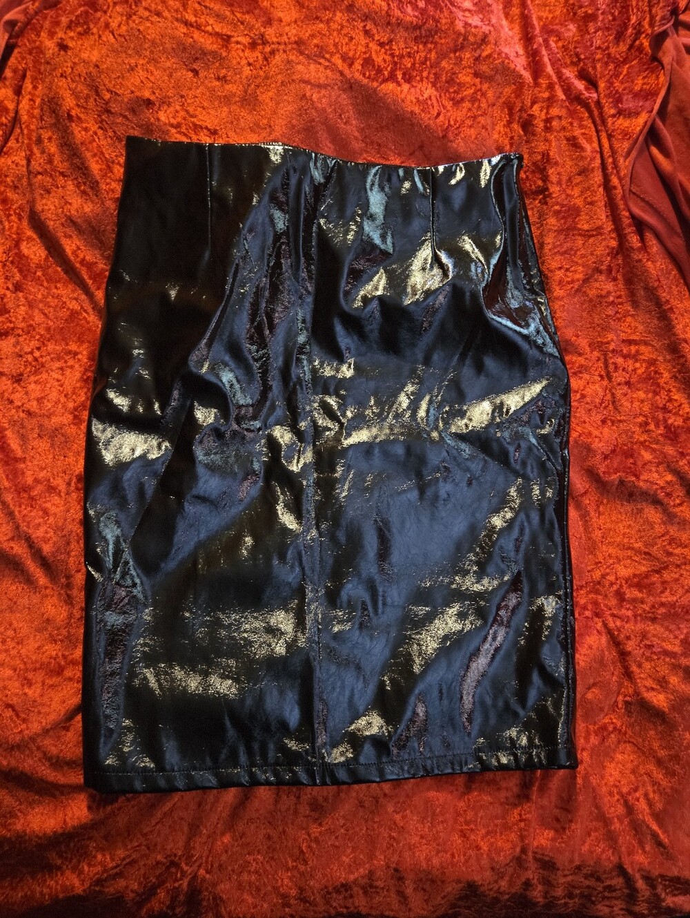 Sleek Black Patent Pencil Skirt - Goth Alternative
